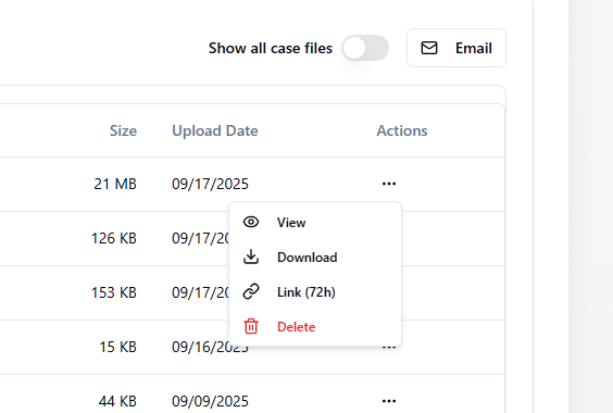 Document Management interface